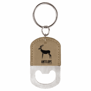 Oval Laserable Leatherette Bottle Opener Keychain