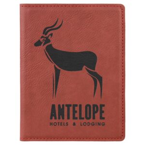 4 1/4" x 5 1/2" Rose Laserable Leatherette Passport Holder