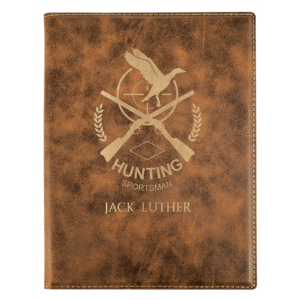 7" x 9" Rustic/Gold Laserable Leatherette Small Portfolio with Notepad