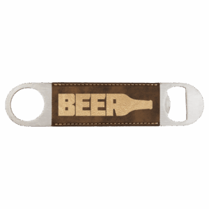 1 1/2" x 7" Rustic/Gold Laserable Leatherette Bottle Opener