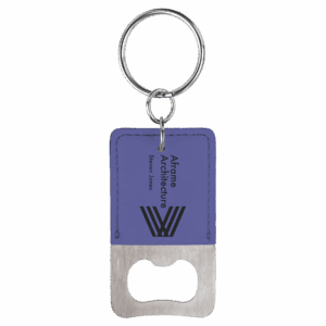 Rectangle Laserable Leatherette Bottle Opener Keychain