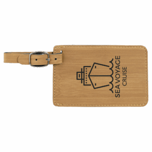 4 1/4" x 2 3/4" Bamboo Laserable Leatherette Luggage Tag