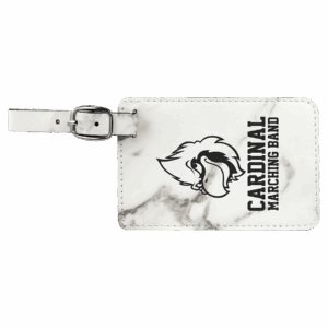 4 1/4" x 2 3/4" White Marble Laserable Leatherette Luggage Tag