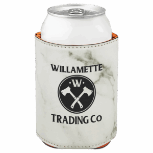 3 3/4" White Marble Laserable Leatherette Beverage Holder