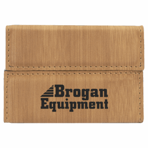 3 3/4" x 2 3/4" Bamboo Laserable Leatherette Hard Business Card Holder