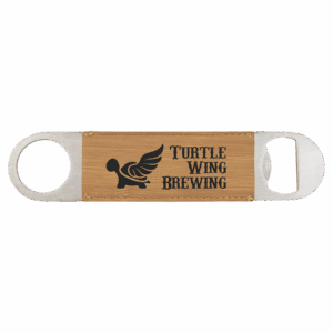 1 1/2" x 7" Bamboo Laserable Leatherette Bottle Opener