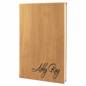 5 1/4" x 8 1/4" Bamboo Laserable Leatherette Journal with Lined Notepad