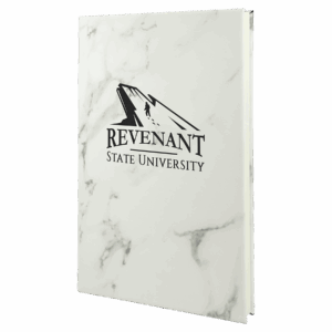 5 1/4" x 8 1/4" White Marble Laserable Leatherette Journal with Lined Notepad