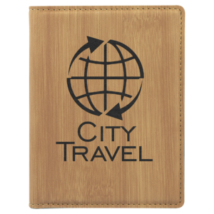 4 1/4" x 5 1/2" Bamboo Laserable Leatherette Passport Holder