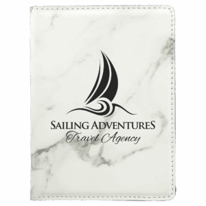 4 1/4" x 5 1/2" White Marble Laserable Leatherette Passport Holder