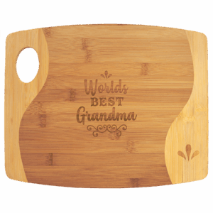 13 3/4" x 11" x 5/16" Bamboo Two Tone Cutting Board with Handle
