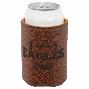 3 3/4" Football Laserable Leatherette Beverage Holder