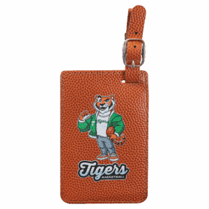 4 1/4" x 2 3/4" Basketball Laserable Leatherette Luggage Tag