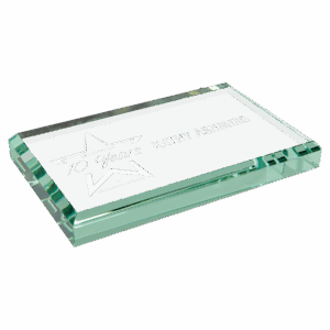 4" x 2 1/2" x 1/2" Jade Glass Paperweight