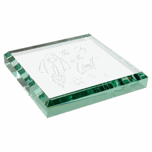 3" x 3" x 1/2" Jade Glass Paperweight