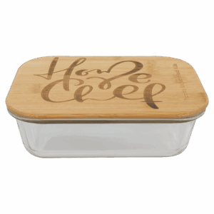 35 oz. Rectangle Glass Container with Bamboo Lid