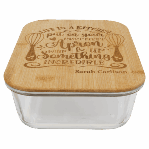 50 oz. Rectangle Glass Container with Bamboo Lid