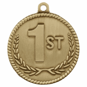 2" Antique Gold 1st Place High Relief Medal