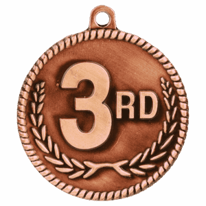 2" Antique Bronze 3rd Place High Relief Medal