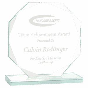 6" Octagon Jade Glass Award