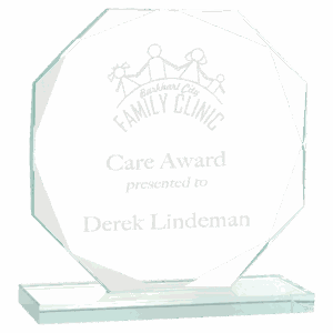 6 1/2" Octagon Jade Glass Award