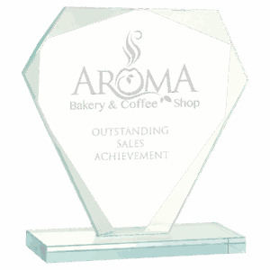 5 1/2" Cut Diamond Jade Glass Award