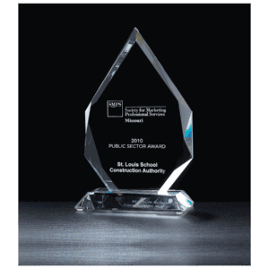 5 3/8" x 8 7/8" Flame Series Multi-Faceted Optical Crystal                 Award