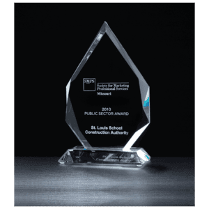 5 7/8" x 9 7/8" x 3/4" Thick Flame Series Multi-Faceted Optical Crystal    Award
