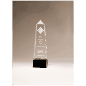 2 7/8" x 9 3/4" Crystal Obelisk with Prism-Effect Top and Black Base