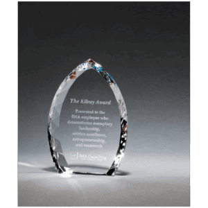 5" x 7" x 1 1/8" (Tapered) Crystal Flame with Jeweled Edge and Prism-Effect