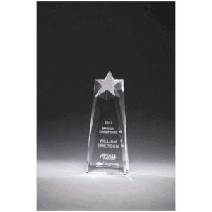4" x 9 1/2" x 1 1/2" (Tapered) Star Trophy Carved From a Block of Crystal