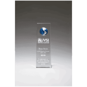 2 3/4" x 8" Crystal Trophy with Blue Globe