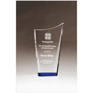 5 5/8" x 9 5/8" Contemporary Series Crystal with Blue Bottom