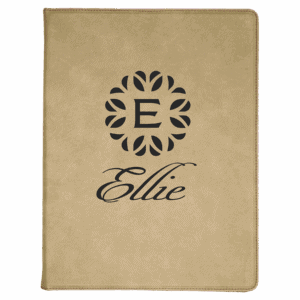 9 1/2" x 12" Light Brown Laserable Leatherette Portfolio with Lined Pad