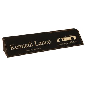 10 1/2" Laserable Leatherette Desk Wedge with Business Card Holder