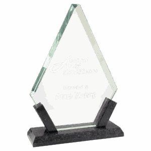 8 1/4" Diamond Glass with Black Marble Base
