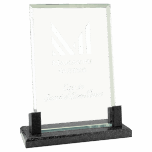 8" Rectangle Glass with Black Marble Base