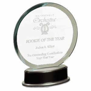 7 1/4" Jade Round Metro Glass with Silver and Black Piano Finish Base