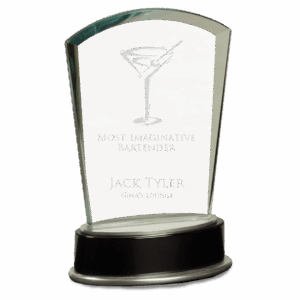 6 3/4" Jade Fan Metro Glass with Silver and Black Piano Finish Base