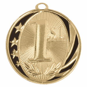 2" Bright Gold 1st Place Laserable MidNite Star Medal