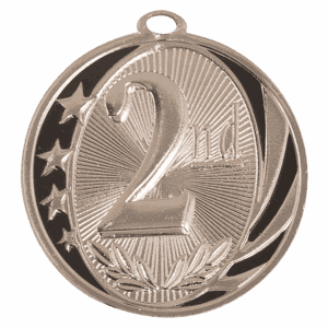 2" Bright Silver 2nd Place Laserable MidNite Star Medal