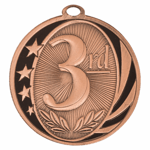 2" Bright Bronze 3rd Place Laserable MidNite Star Medal
