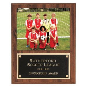 12" x 15" American Walnut Finish Photo Plaque with Black Brass Plate-Holds 8" x 10" Photo
