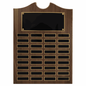 14" x 20" American Walnut Roster Plaque w/ 36 Plates