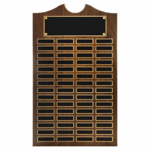 14" x 25" American Walnut Roster Plaque w/ 60 Plates