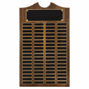 14" x 25" American Walnut Roster Plaque w/ 72 Plates