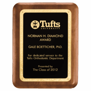 5" x 7" American Walnut Plaque with Textured Black LaserFX plate with Gold Florentine Border