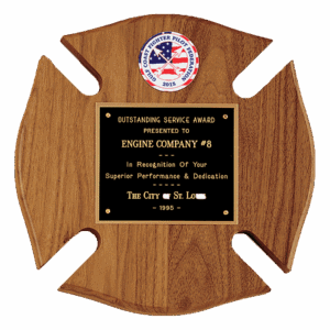 10" x 10" American Walnut Maltese Cross Plaque w/Black Brass Plate and 2" Insert (sold separately)