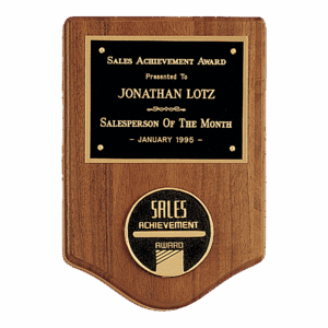5 3/8" x 8 1/8" American Walnut CAM Plaque with Black Brass Plate  (Medallion Sold Separately)