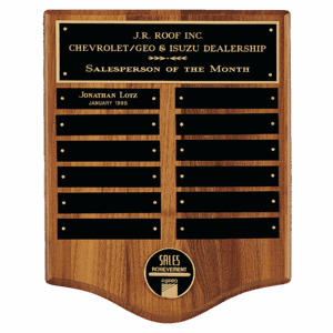 12" x 15"/Plates 1" x 5" American Walnut CAM Plaque with Black Brass Plates (Medallions Sold Separately)